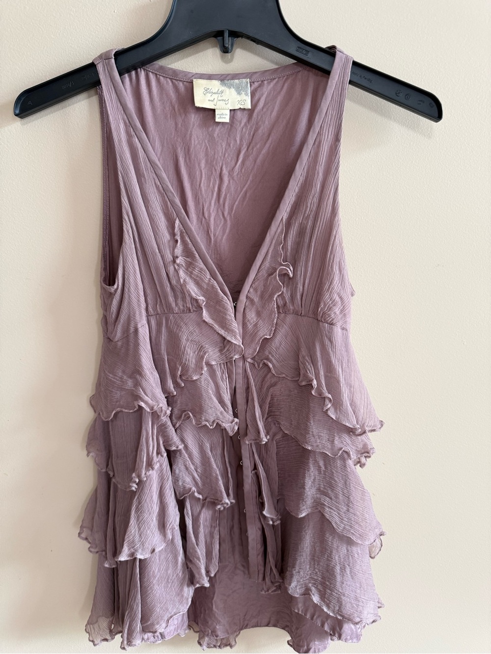 Vintage Elizabeth and James Lavender Silk Ruffle Tank Sz. XS